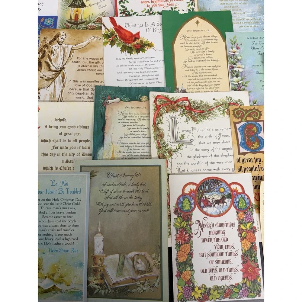Vintage Christmas Cards Fronts ONLY Bible  Verses More Scrapbooking Crafts 50+